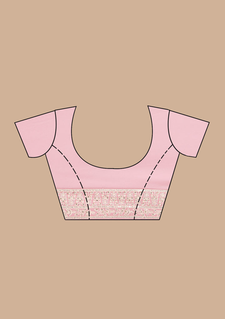 Baby Pink Threadwork Georgette Saree