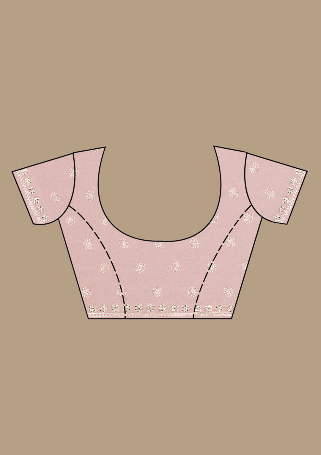 Baby Pink Threadwork Georgette Saree