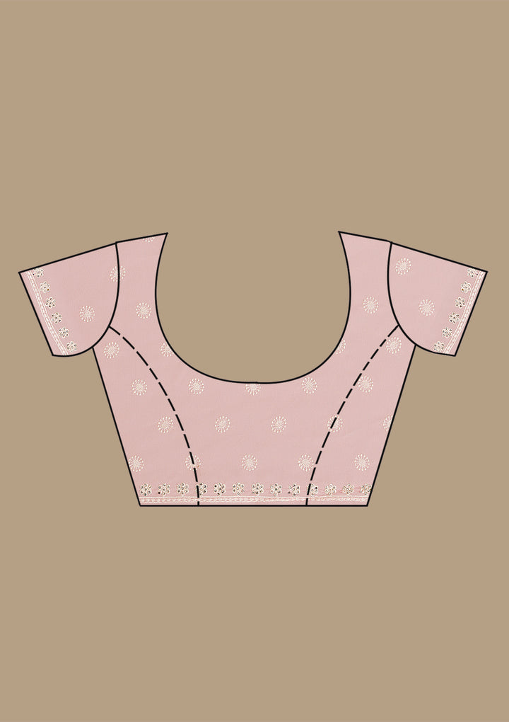Baby Pink Threadwork Georgette Saree