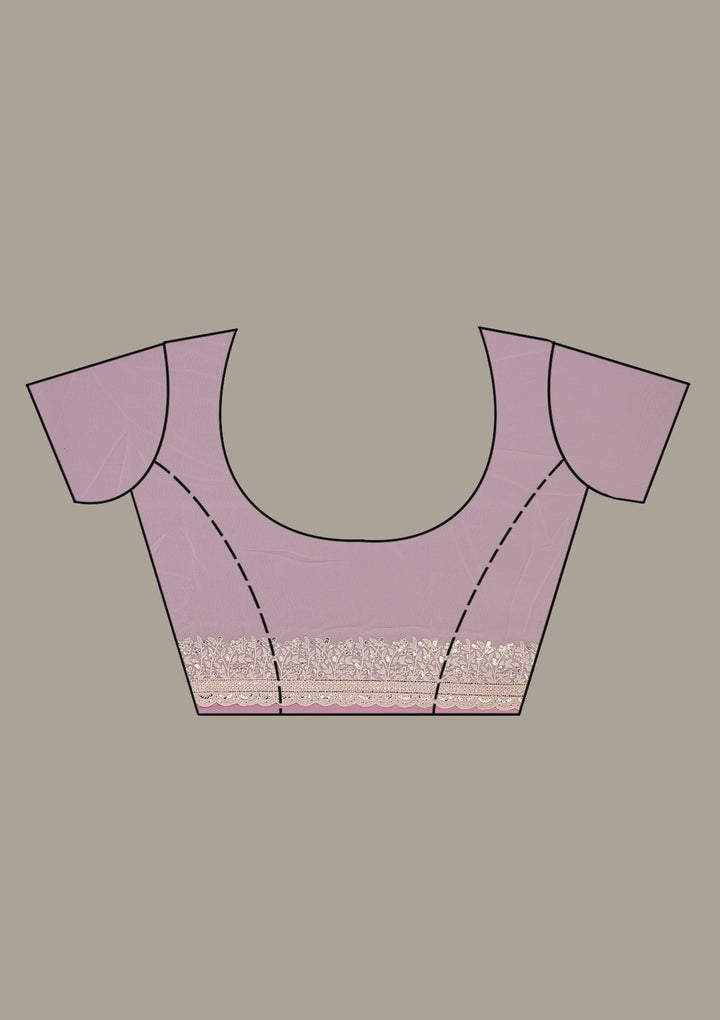Baby Pink Threadwork Georgette Saree