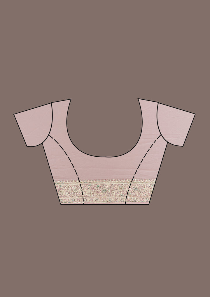 Baby Pink Threadwork Georgette Saree