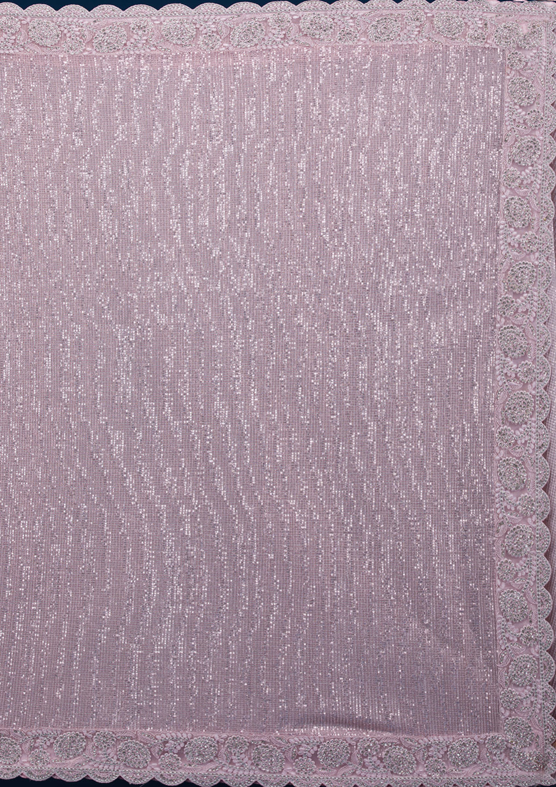 Baby Pink Threadwork Net Saree