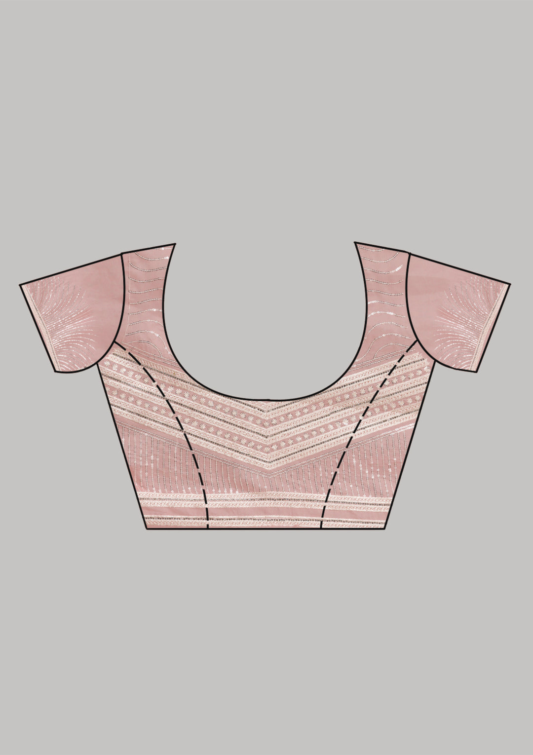 Baby Pink Threadwork Organza Saree