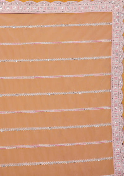 Baby Pink Threadwork Tissue Readymade Lehenga