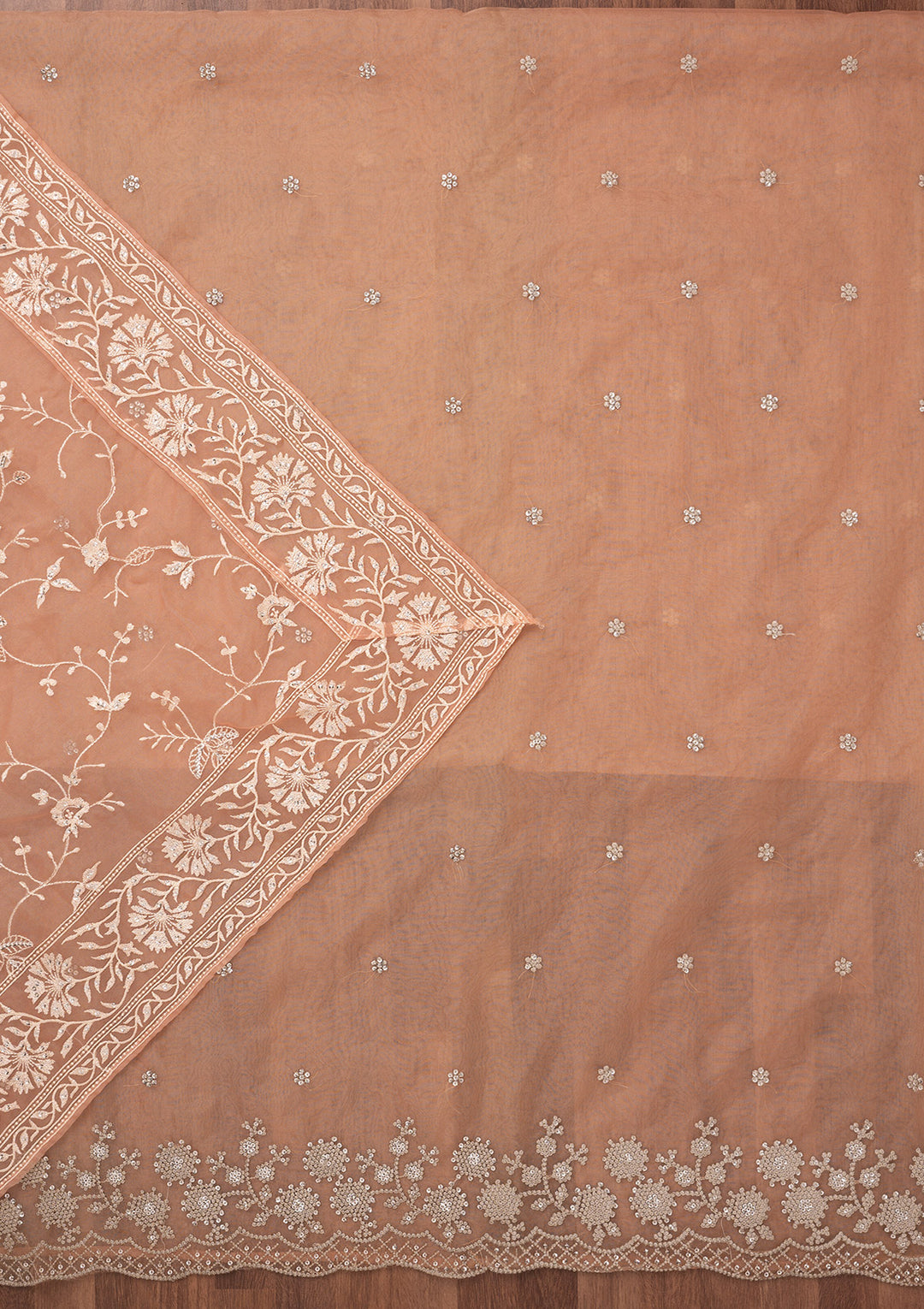 Baby Pink Threadwork Tissue Unstitched Salwar Suit