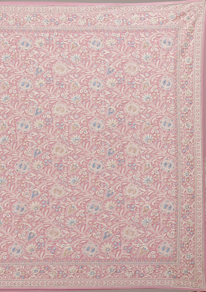 Baby Pink Zariwork Georgette Saree