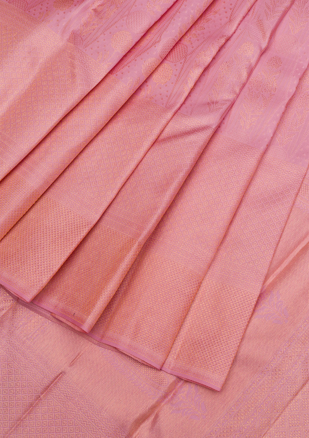 Baby Pink Copper Zariwork Pure Silk Saree