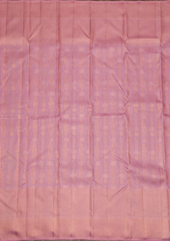 Baby Pink Copper Zariwork Pure Silk Saree