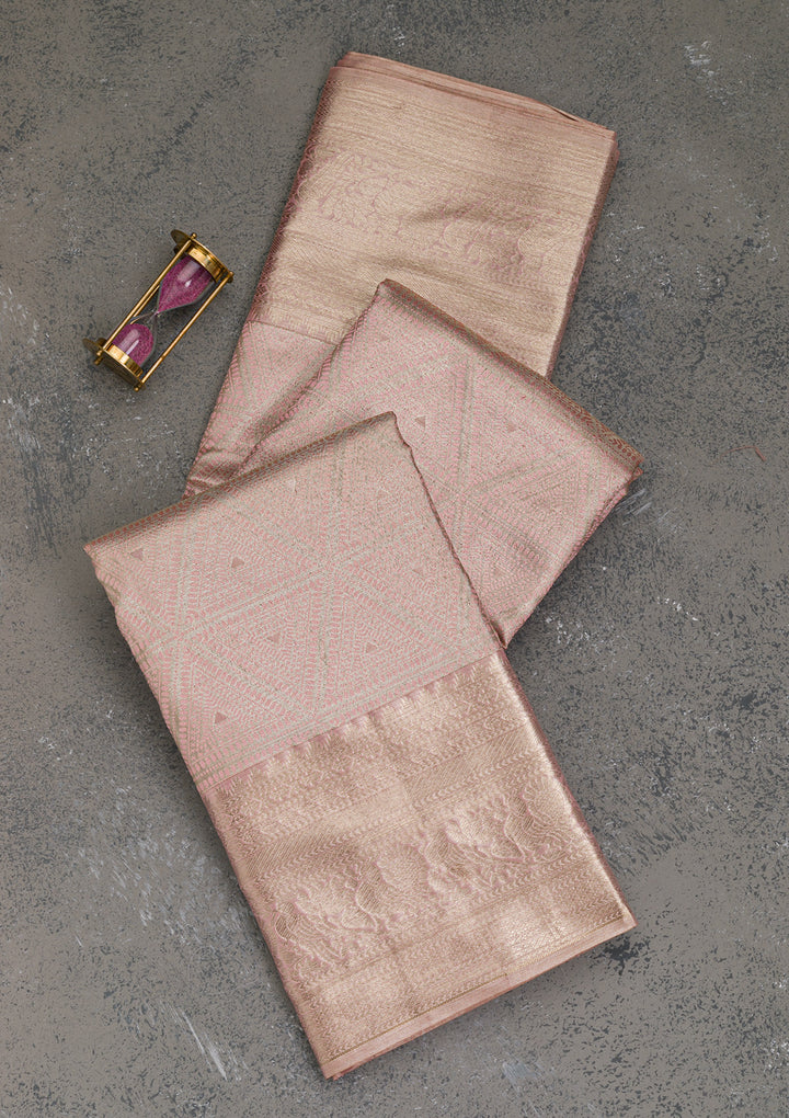 Baby Pink Zariwork Kanjivaram Pure Silk Saree