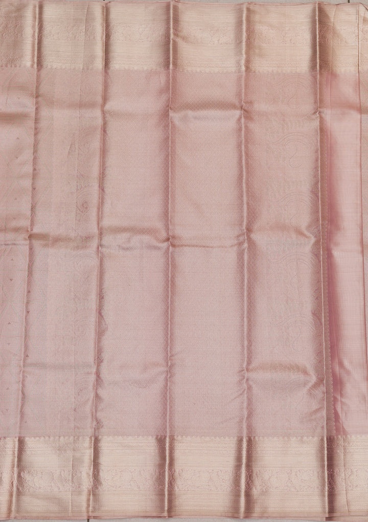 Baby Pink Zariwork Kanjivaram Pure Silk Saree