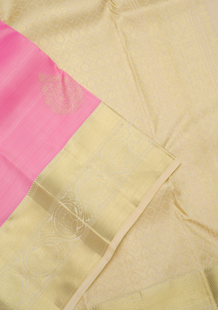 Baby Pink Zariwork Pure Silk Saree