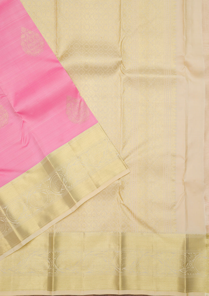 Baby Pink Zariwork Pure Silk Saree