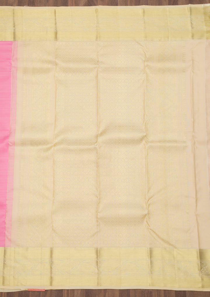 Baby Pink Zariwork Pure Silk Saree