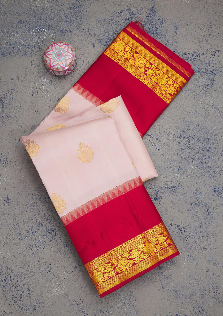 Baby Pink Zariwork Pure Silk Saree