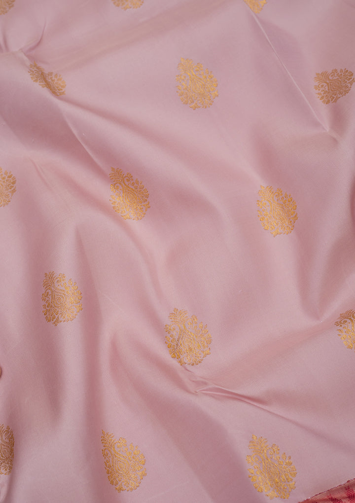 Baby Pink Zariwork Pure Silk Saree