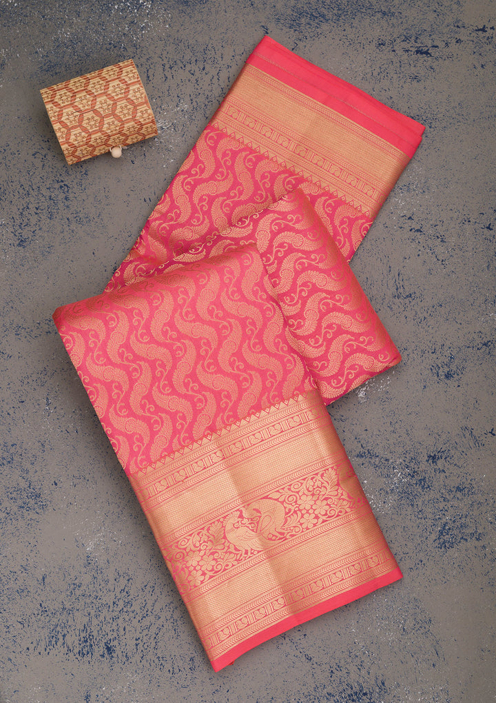 Baby Pink Zariwork Pure Silk Saree