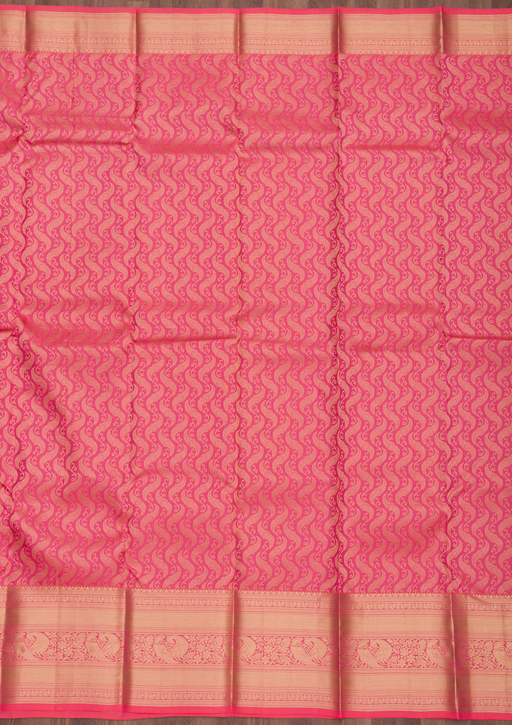 Baby Pink Zariwork Pure Silk Saree
