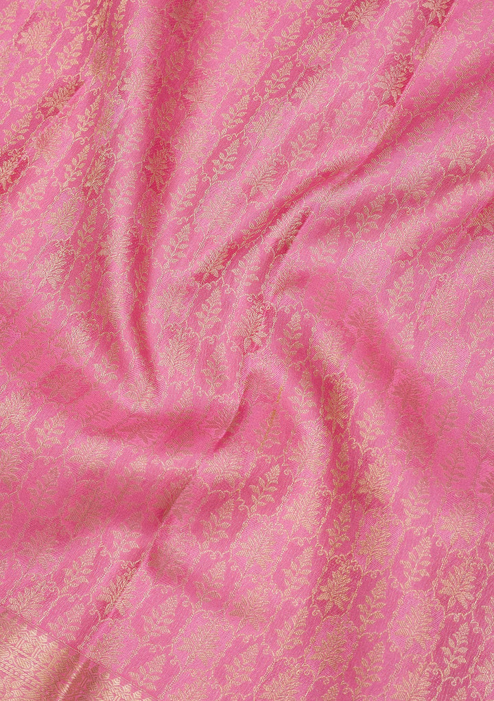 Baby Pink Zariwork Pure Silk Saree