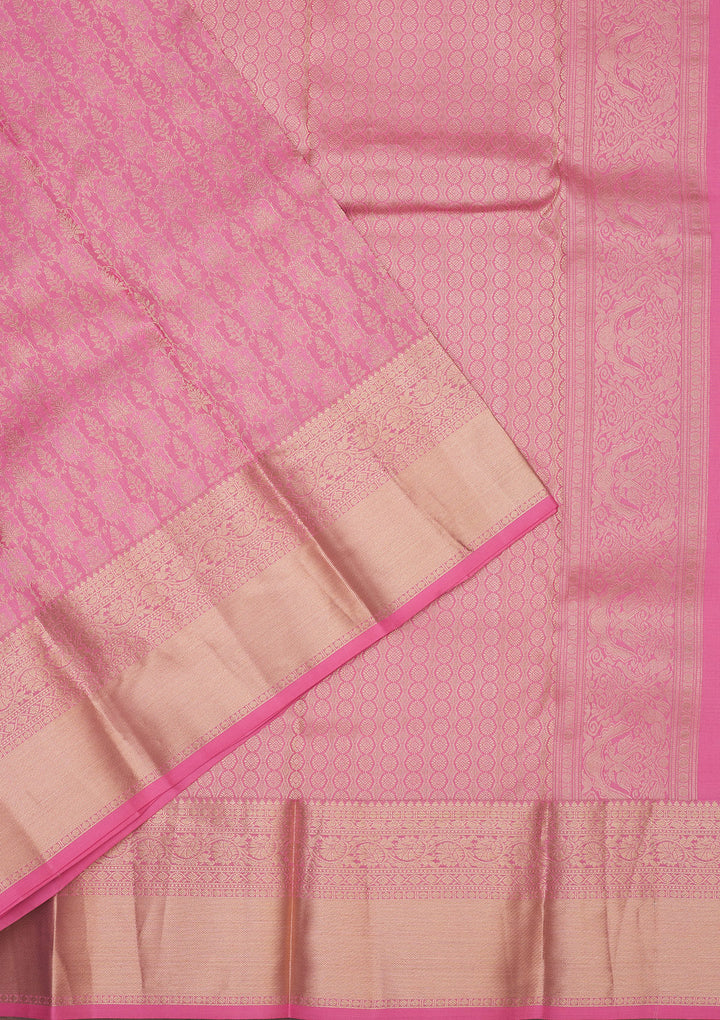 Baby Pink Zariwork Pure Silk Saree