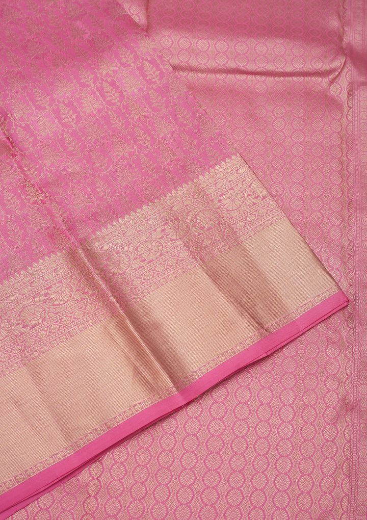Baby Pink Zariwork Pure Silk Saree
