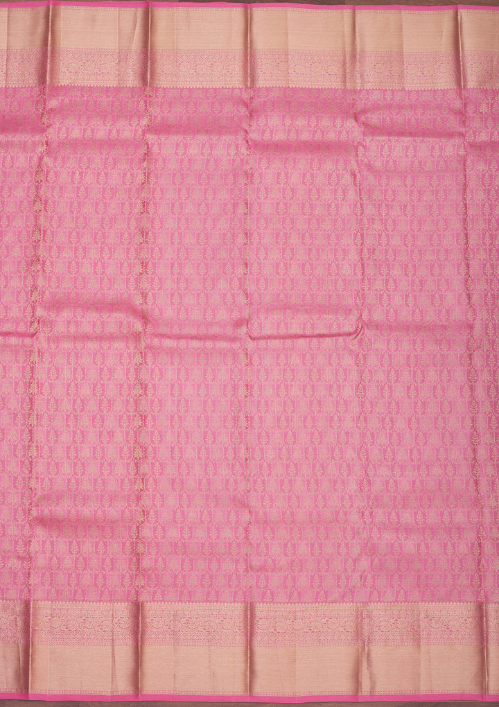 Baby Pink Zariwork Pure Silk Saree