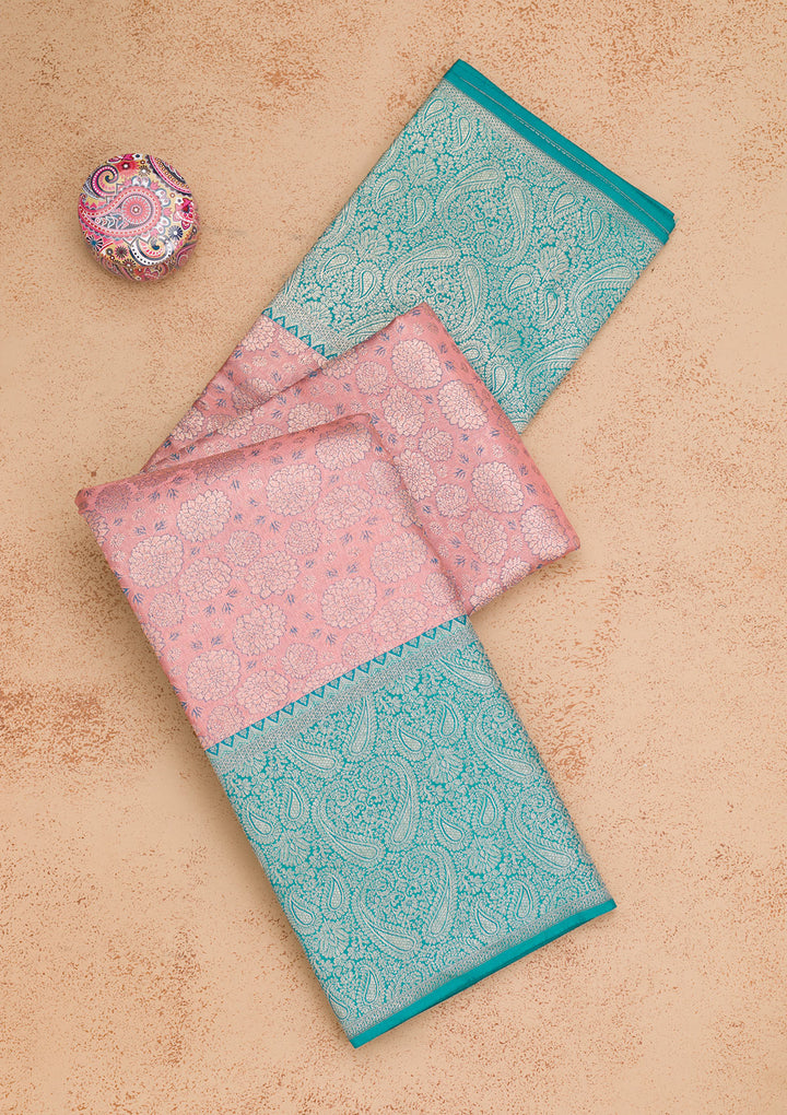 Baby Pink Zariwork Pure Silk Saree
