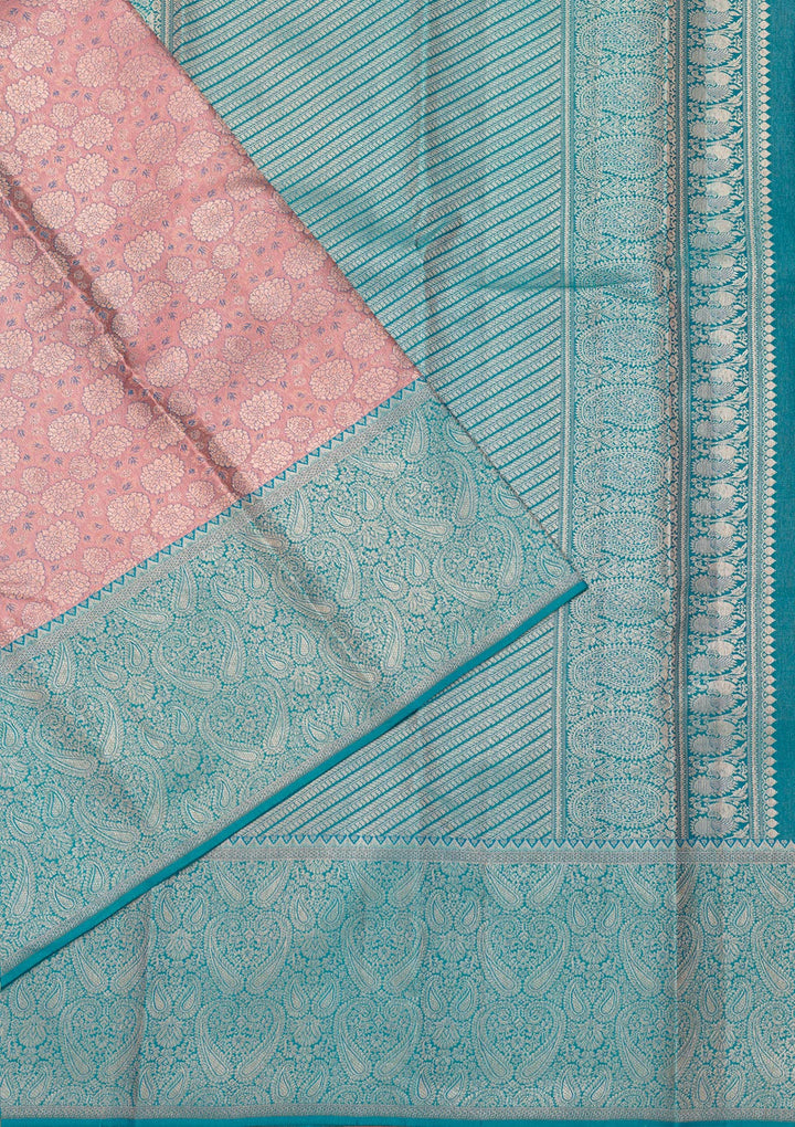 Baby Pink Zariwork Pure Silk Saree