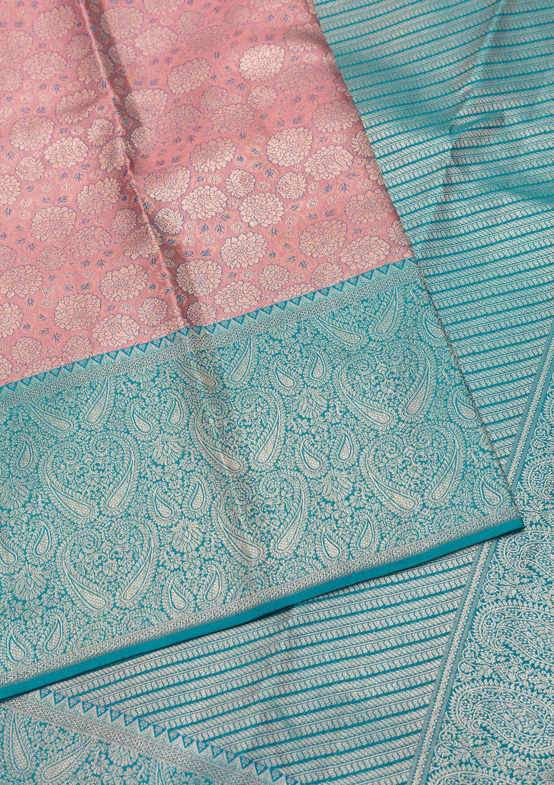 Baby Pink Zariwork Pure Silk Saree