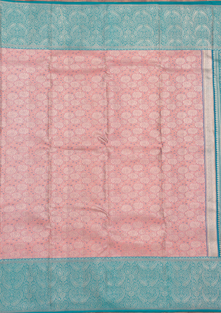 Baby Pink Zariwork Pure Silk Saree