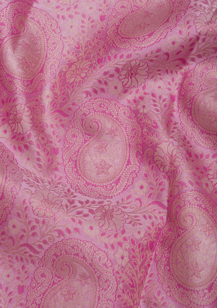 Baby Pink Zariwork Pure Silk Saree