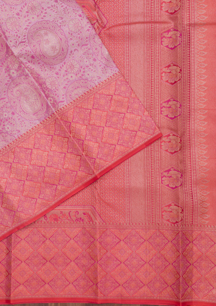 Baby Pink Zariwork Pure Silk Saree