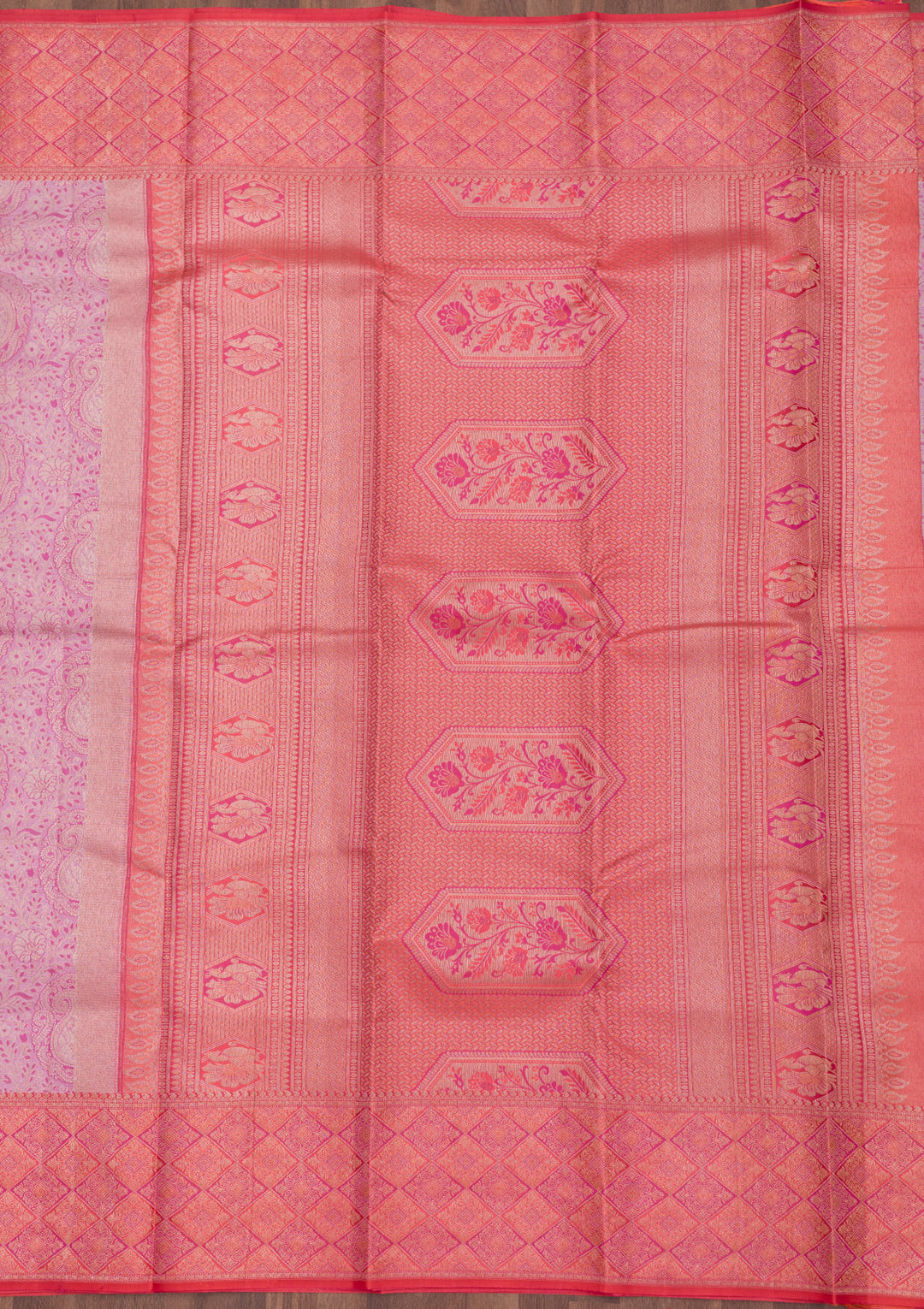 Baby Pink Zariwork Pure Silk Saree