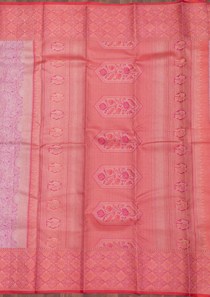 Baby Pink Zariwork Pure Silk Saree