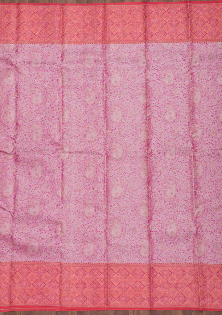 Baby Pink Zariwork Pure Silk Saree