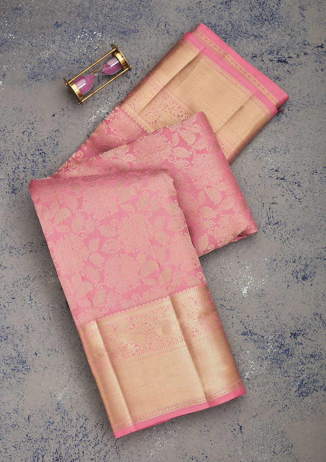 Baby Pink Zariwork Pure Silk Saree