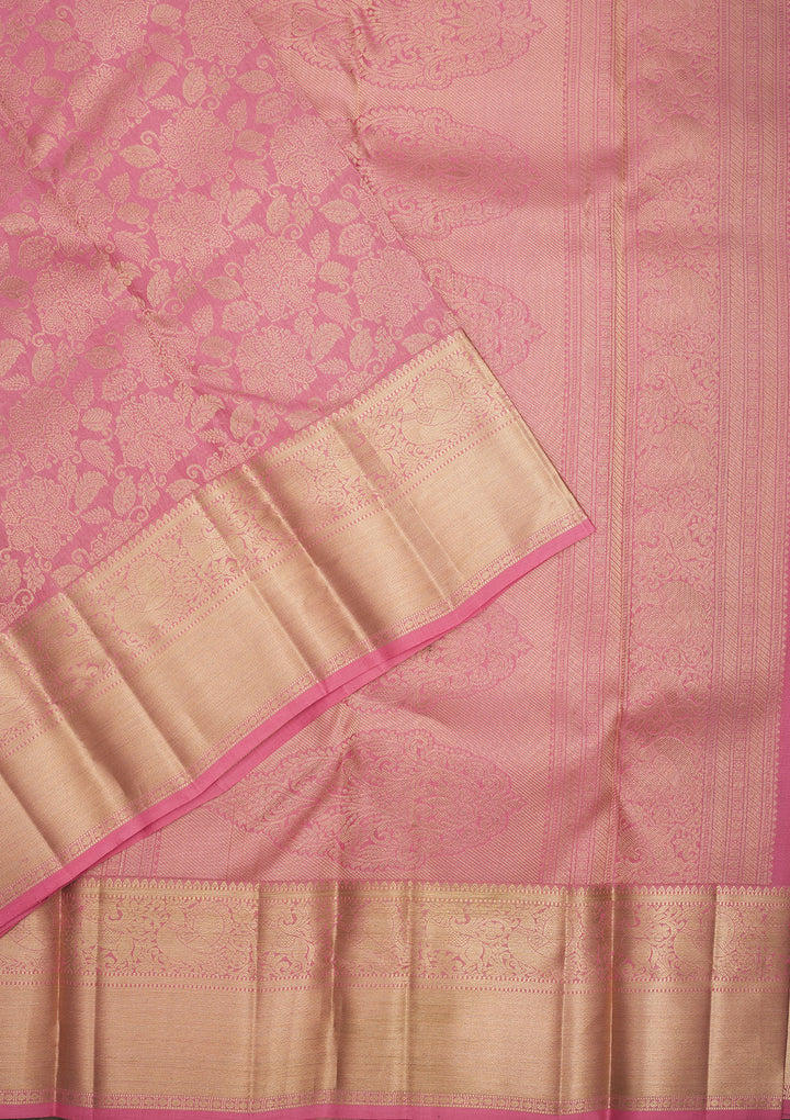 Baby Pink Zariwork Pure Silk Saree