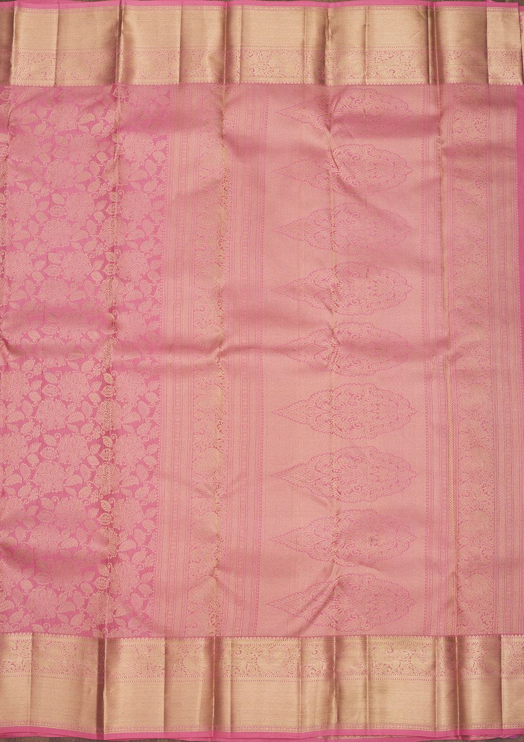 Baby Pink Zariwork Pure Silk Saree