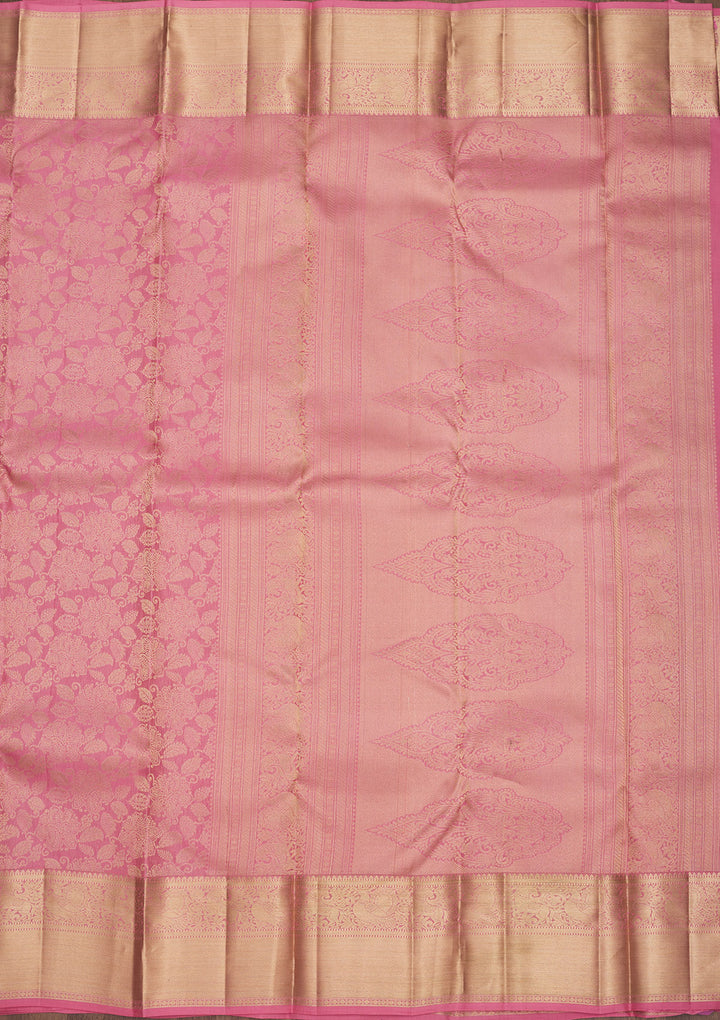 Baby Pink Zariwork Pure Silk Saree