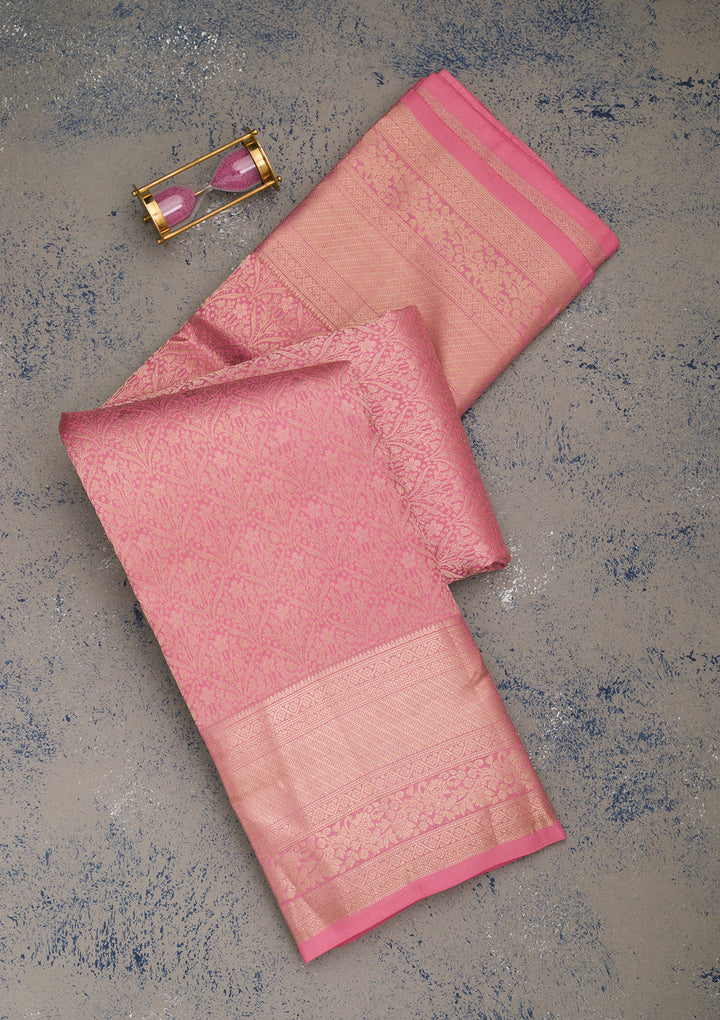 Baby Pink Zariwork Pure Silk Saree