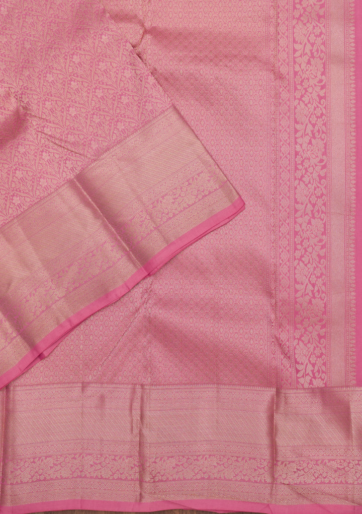 Baby Pink Zariwork Pure Silk Saree