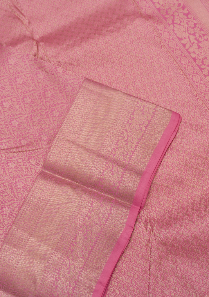 Baby Pink Zariwork Pure Silk Saree