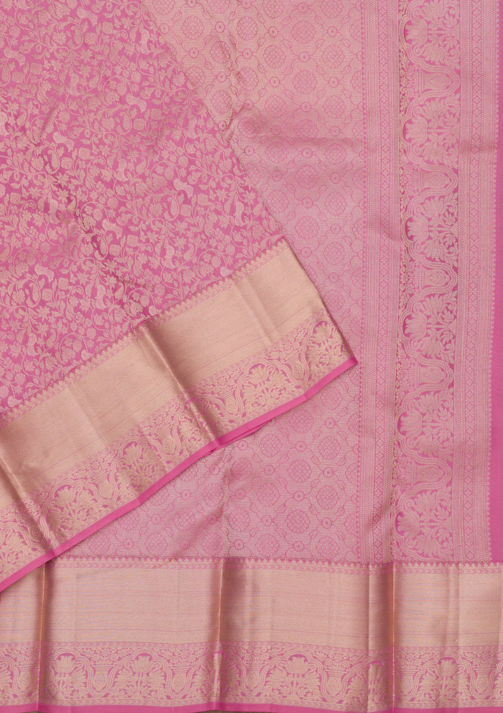 Baby Pink Zariwork Pure Silk Saree