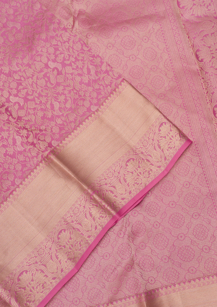 Baby Pink Zariwork Pure Silk Saree