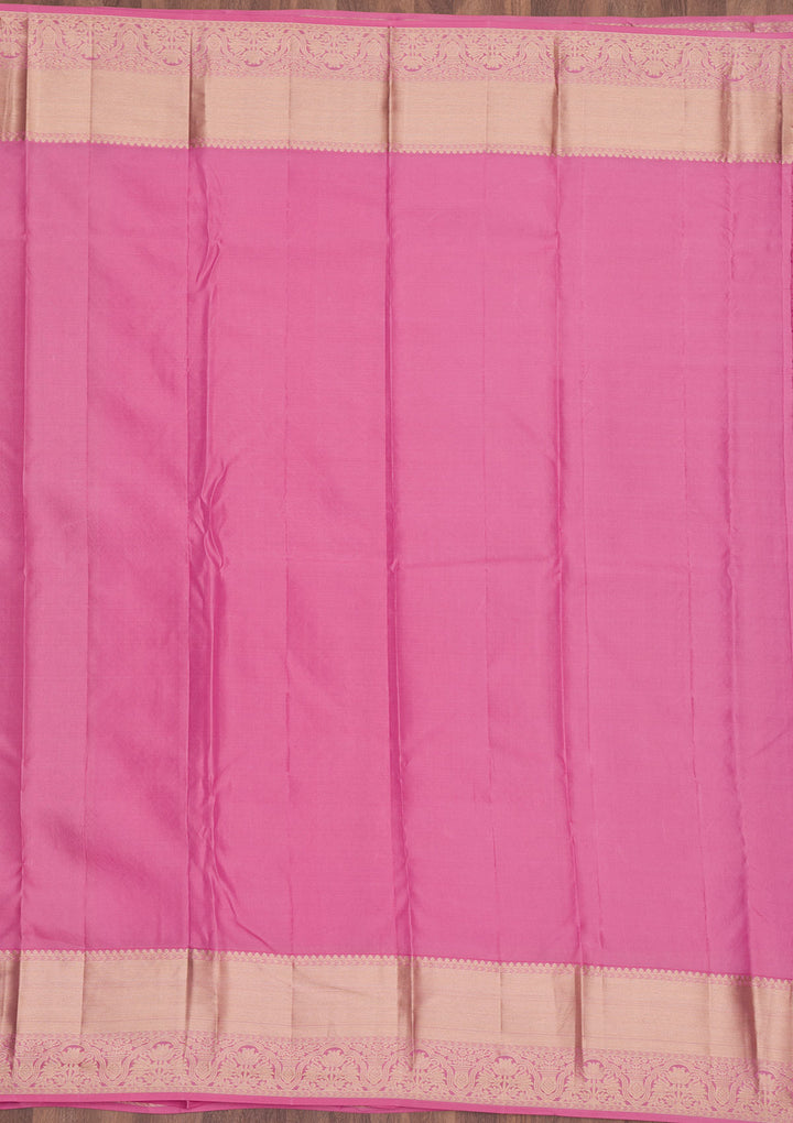 Baby Pink Zariwork Pure Silk Saree