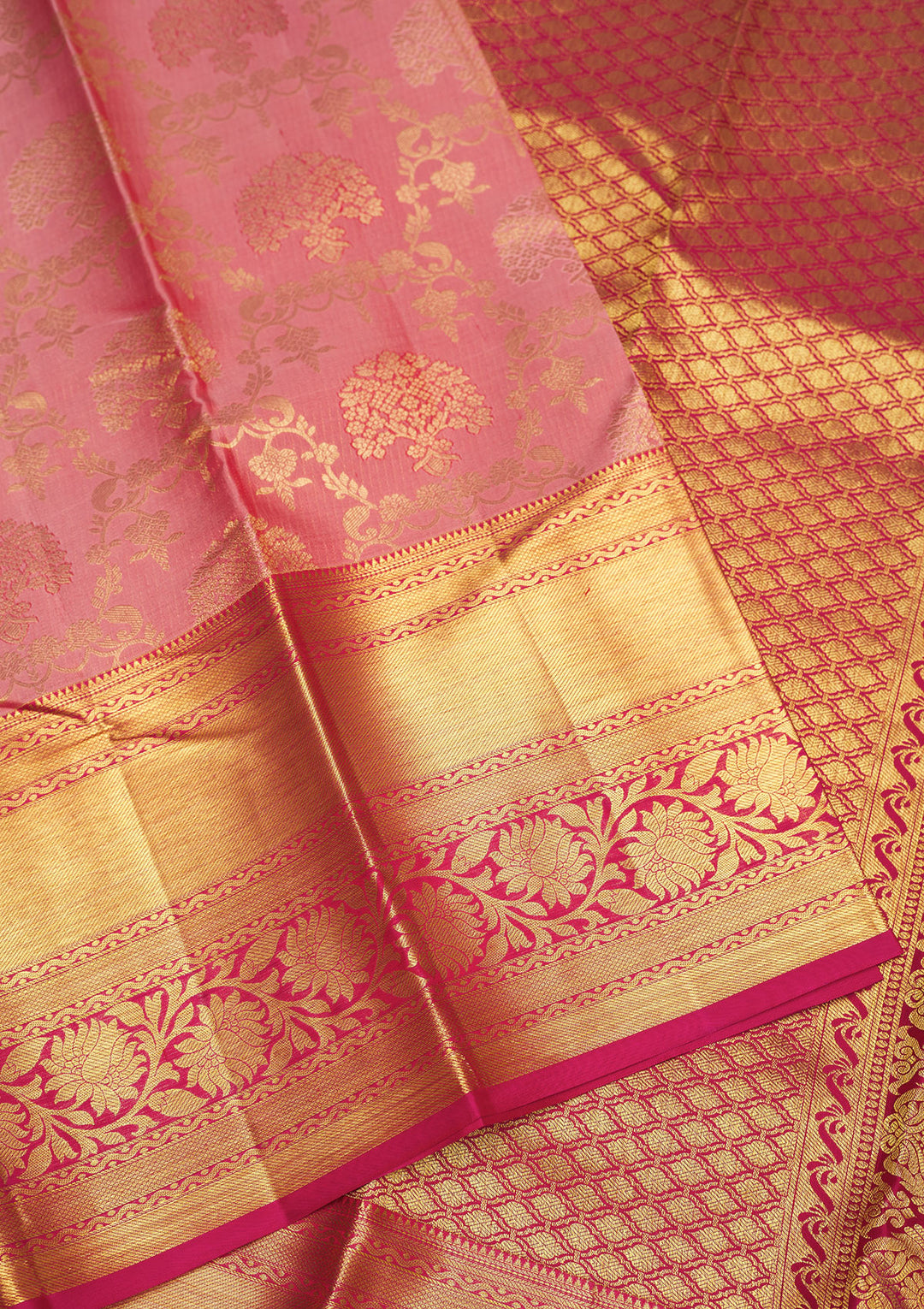 Baby Pink Zariwork Pure Silk Saree