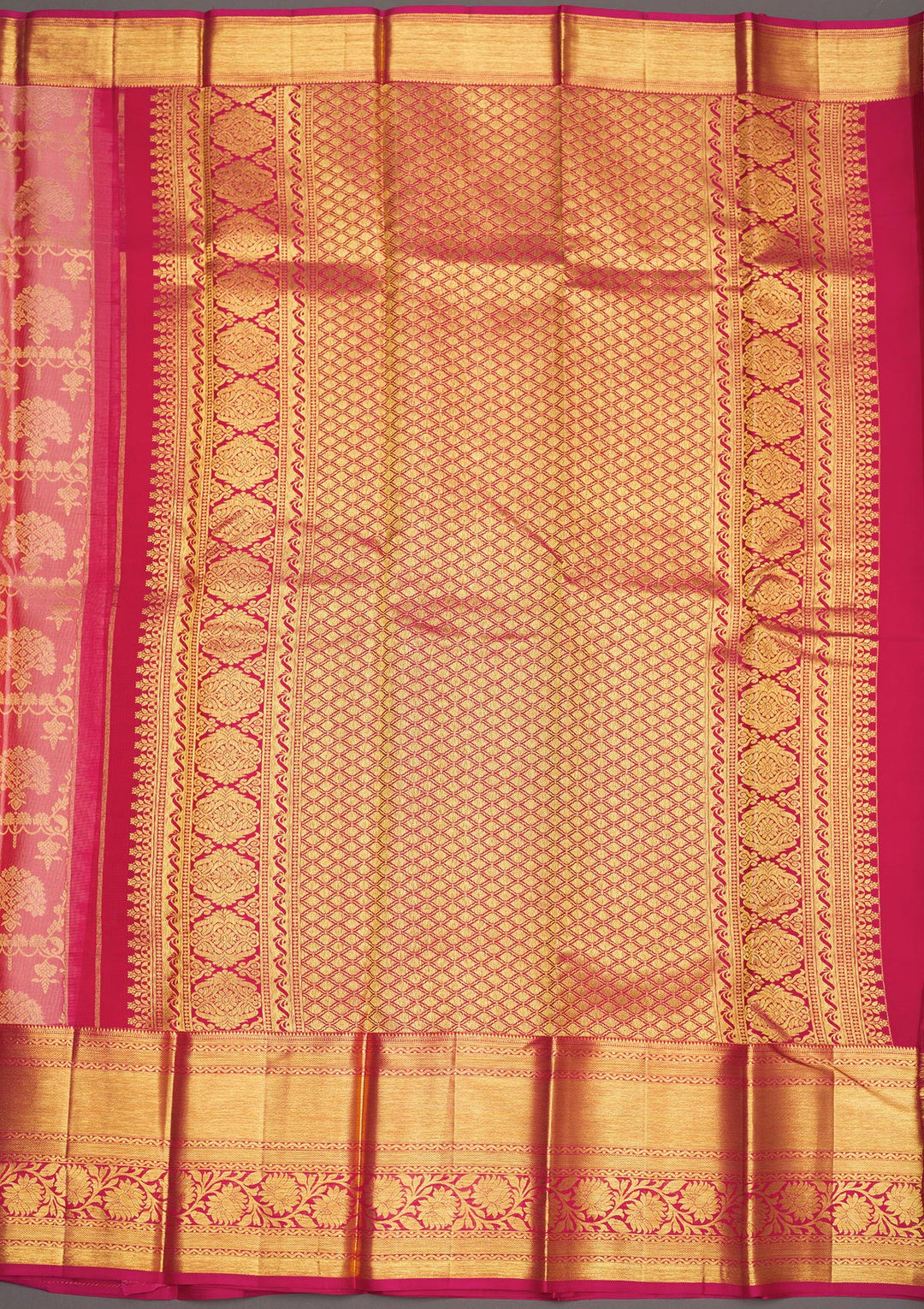 Baby Pink Zariwork Pure Silk Saree