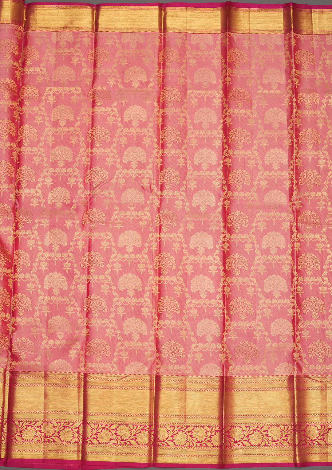 Baby Pink Zariwork Pure Silk Saree