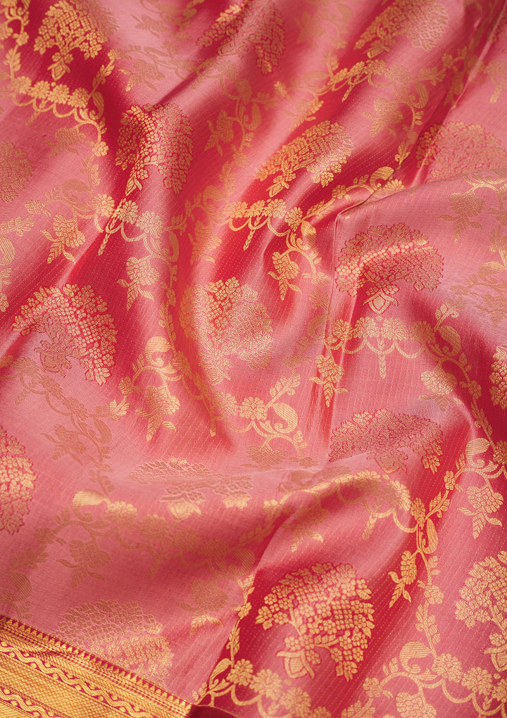 Baby Pink Zariwork Pure Silk Saree