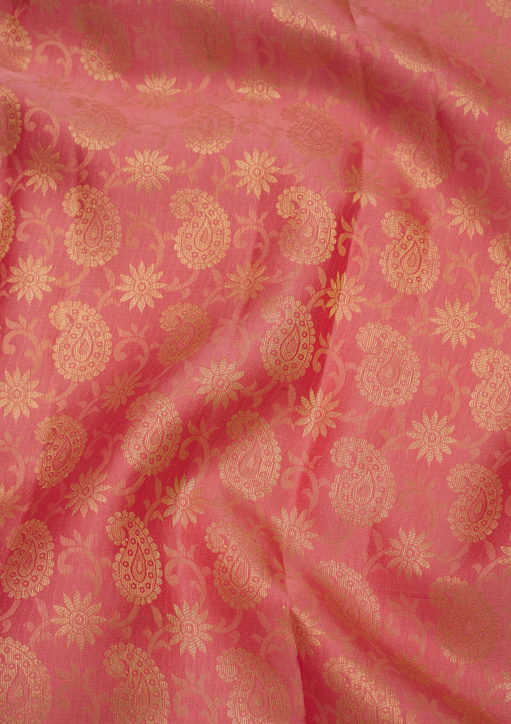 Peach Zariwork Pure Silk Saree