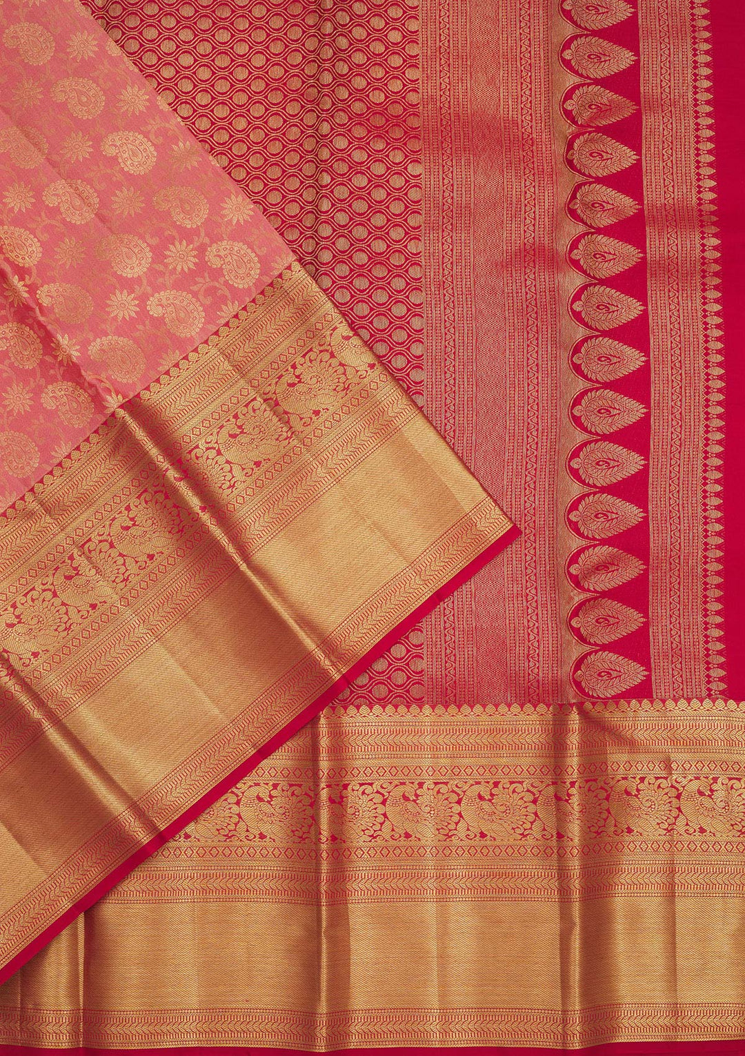 Peach Zariwork Pure Silk Saree